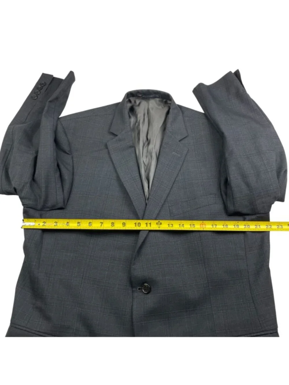 Hart Schaffner Marx Men's 100% Wool 2-Button Blazer Navy Blue Plaid • USA • 46R